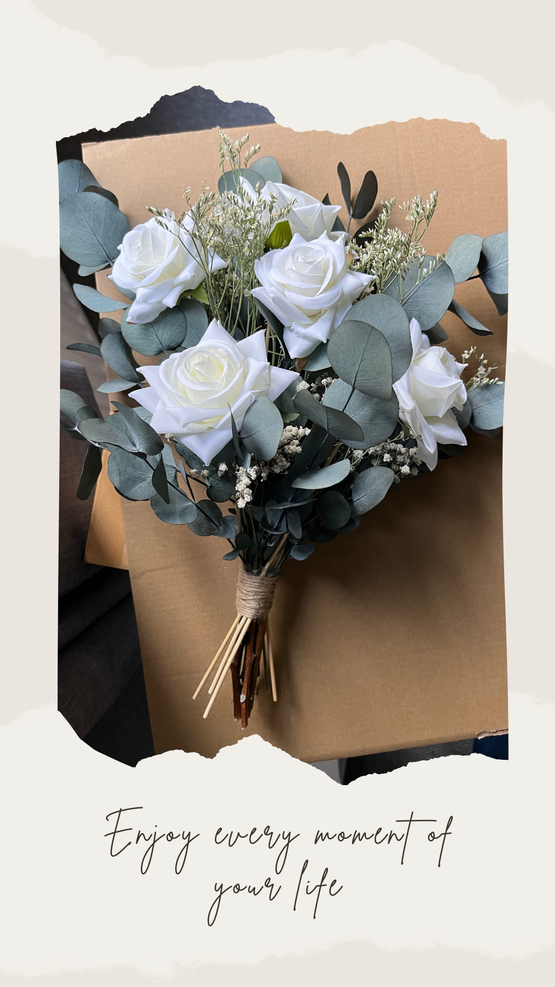 Silk Rose Eucalyptus Babys Breath Bouquet