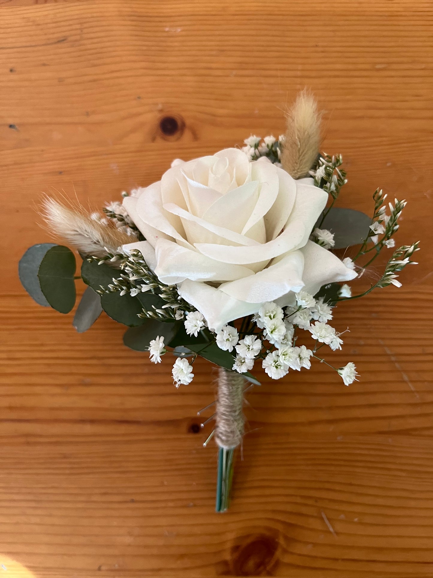 Wedding Flowers/ White Rose Buttonhole for Groom Groomsmen