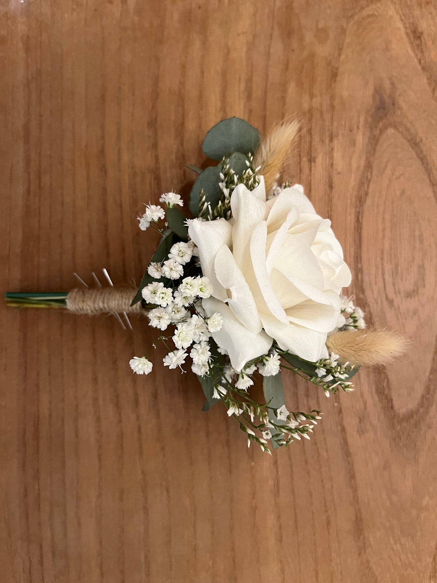 Wedding Flowers/ White Rose Buttonhole for Groom Groomsmen