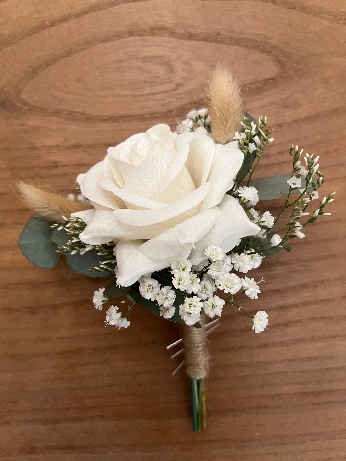 Wedding Flowers/ White Rose Buttonhole for Groom Groomsmen