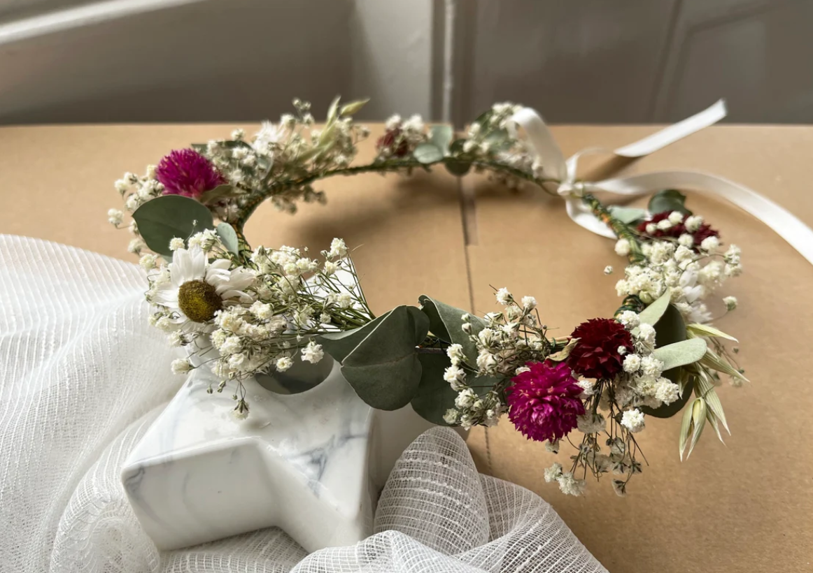 Romantic Dried Wild Flower Bridal and Bridesmaid Crown