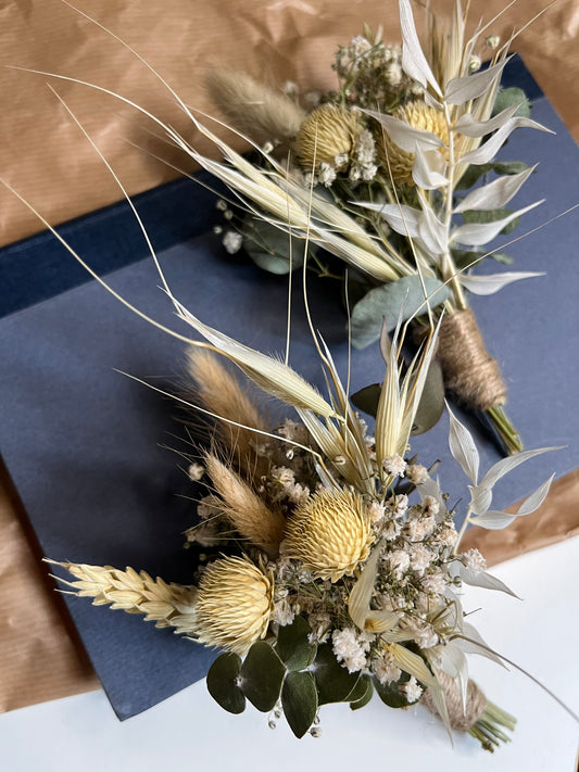 Rustic Dried Flower Buttonhole For Wedding Baptism Birthday