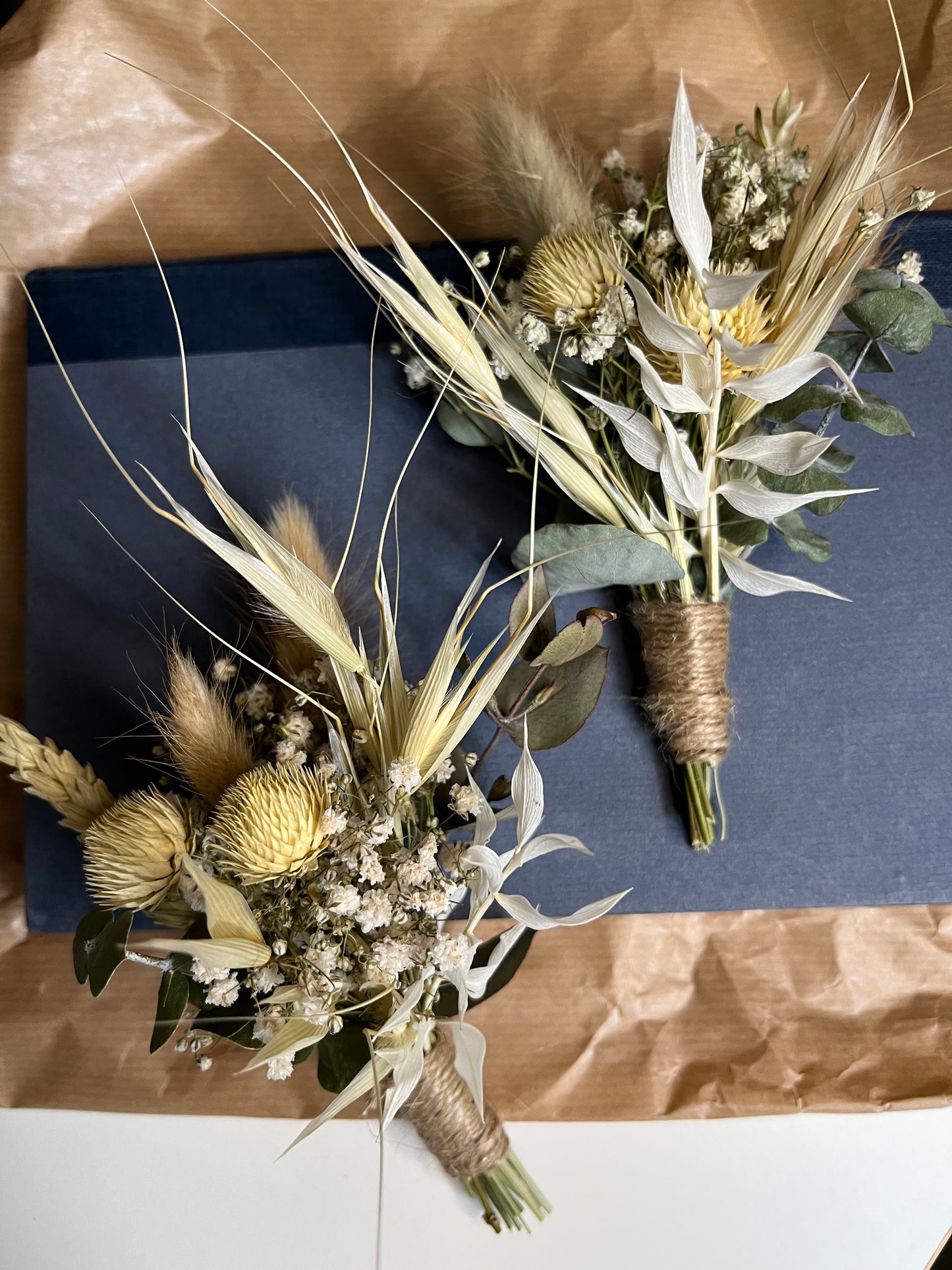 Rustic Dried Flower Buttonhole For Wedding Baptism Birthday