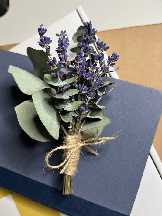 Dried Lavender Eucalyptus Buttonhole For Wedding Baptism Birthday Party