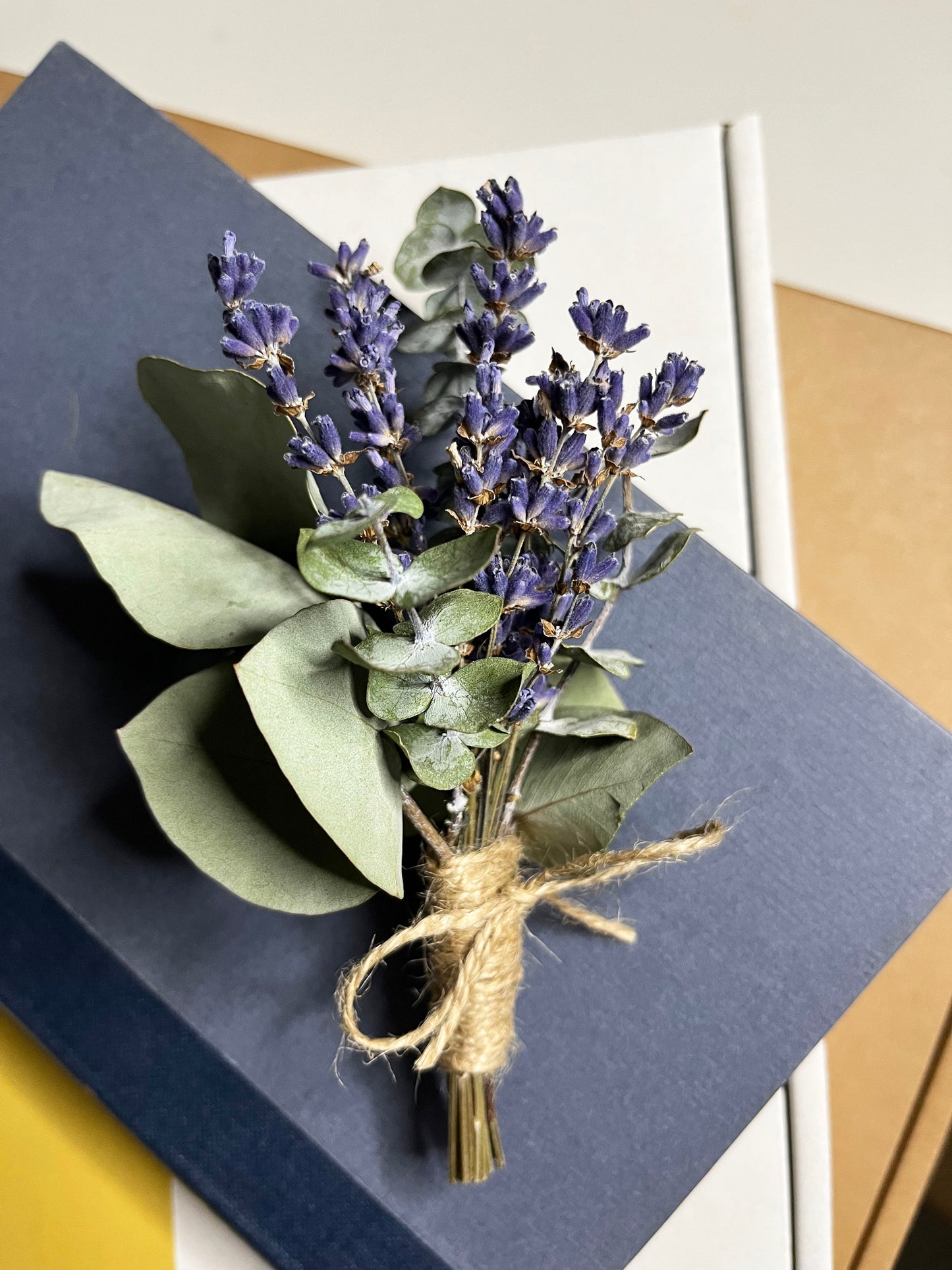 Dried Lavender Eucalyptus Buttonhole For Wedding Baptism Birthday Party