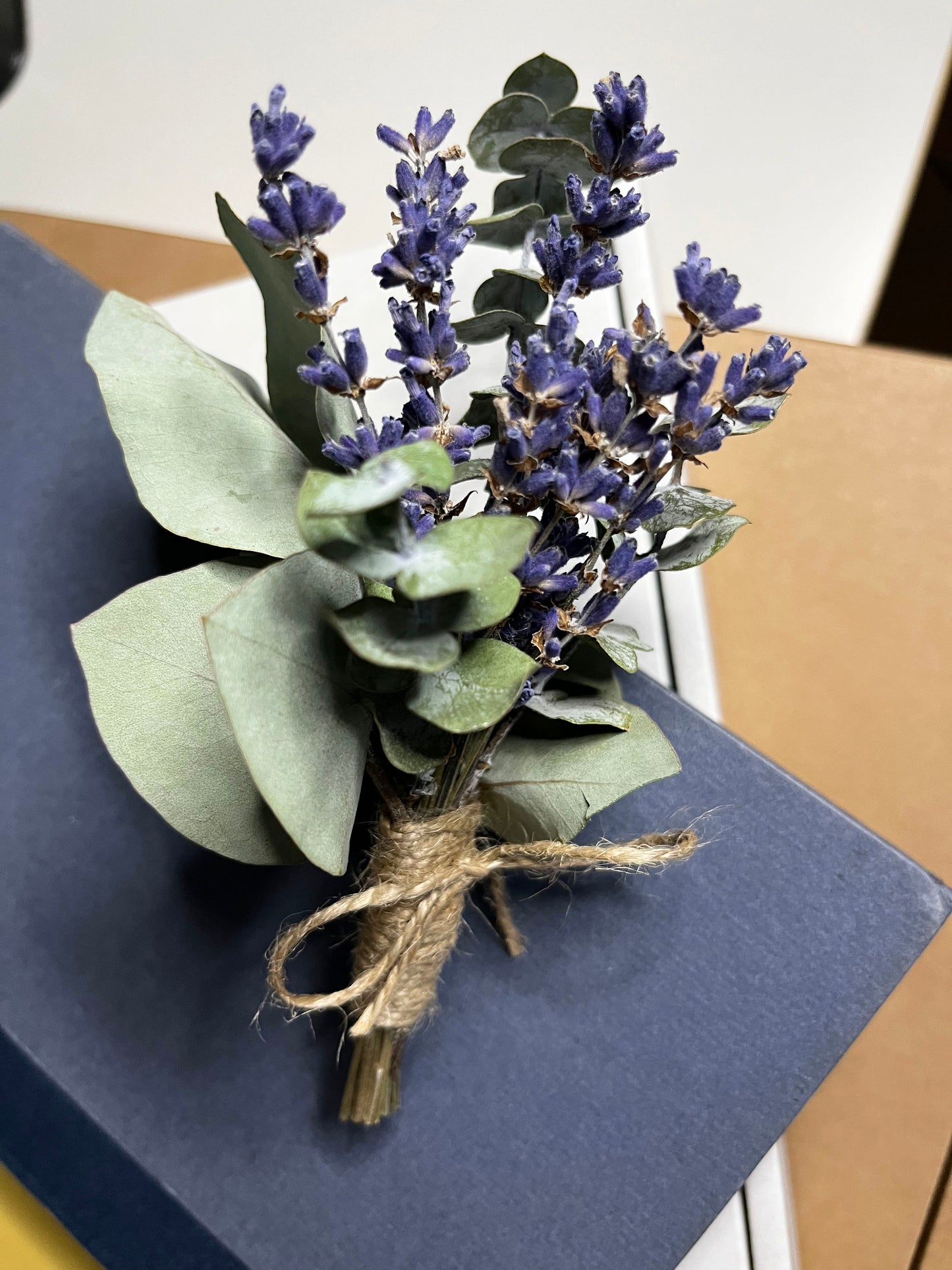 Dried Lavender Eucalyptus Buttonhole For Wedding Baptism Birthday Party