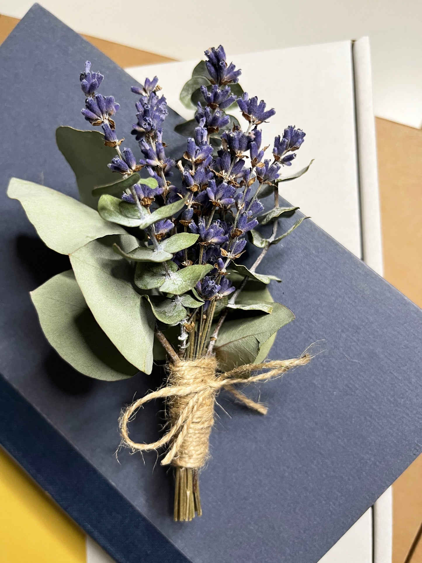 Dried Lavender Eucalyptus Buttonhole For Wedding Baptism Birthday Party