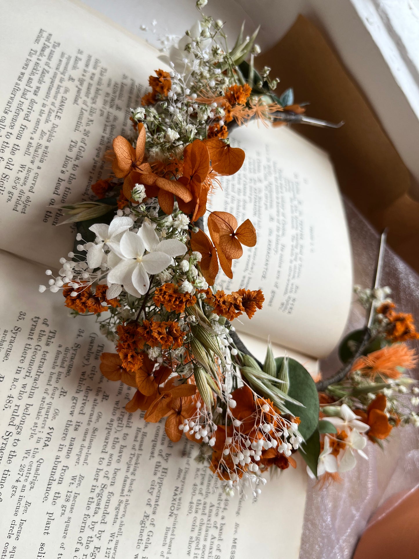 Burnt Orange Dried Flower Accessory - Alice Band