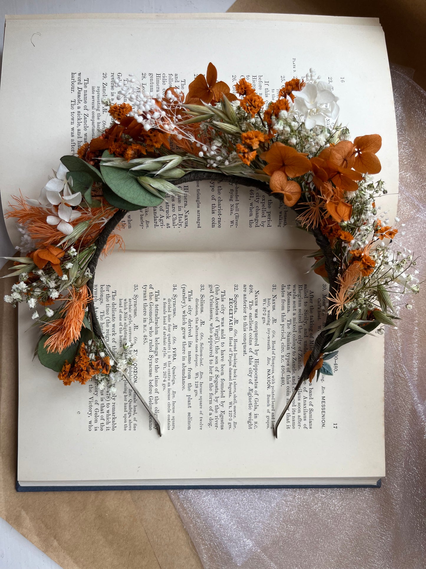 Burnt Orange Dried Flower Accessory - Alice Band