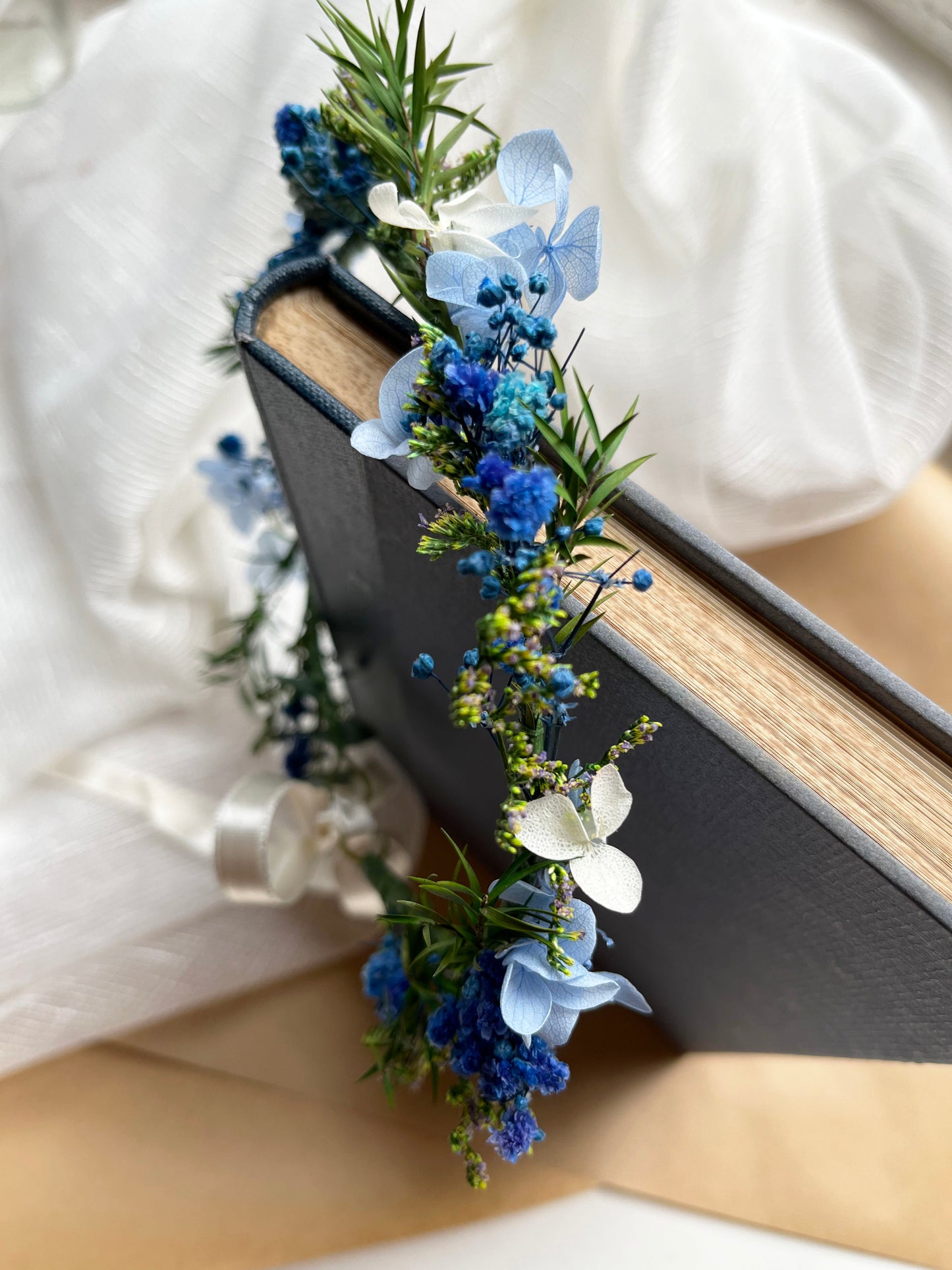 Blue Dried Flower Crown // For Bride Bridesmaid Flowergirl // Wedding Birthday Babyshower Gift