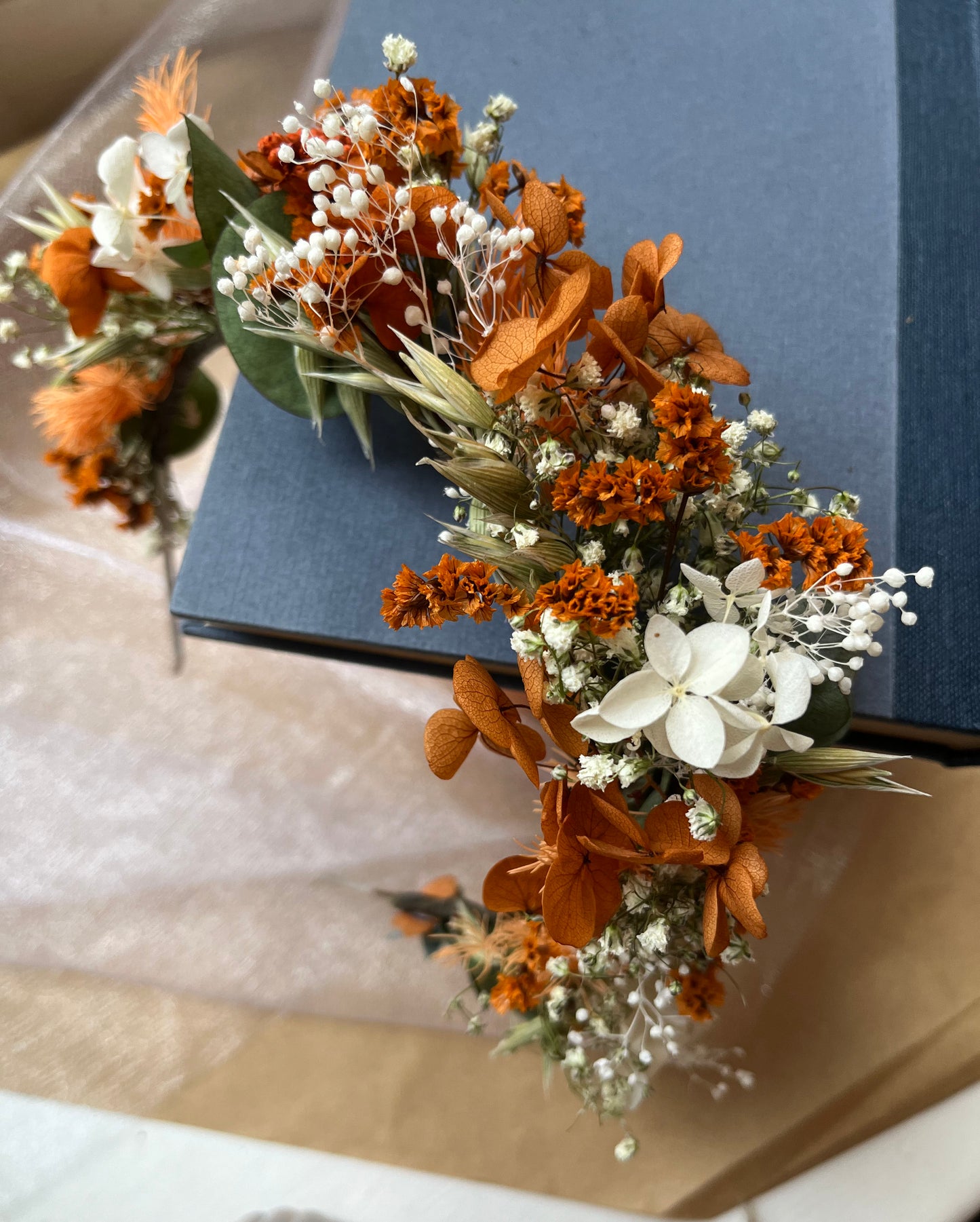 Burnt Orange Dried Flower Accessory - Alice Band