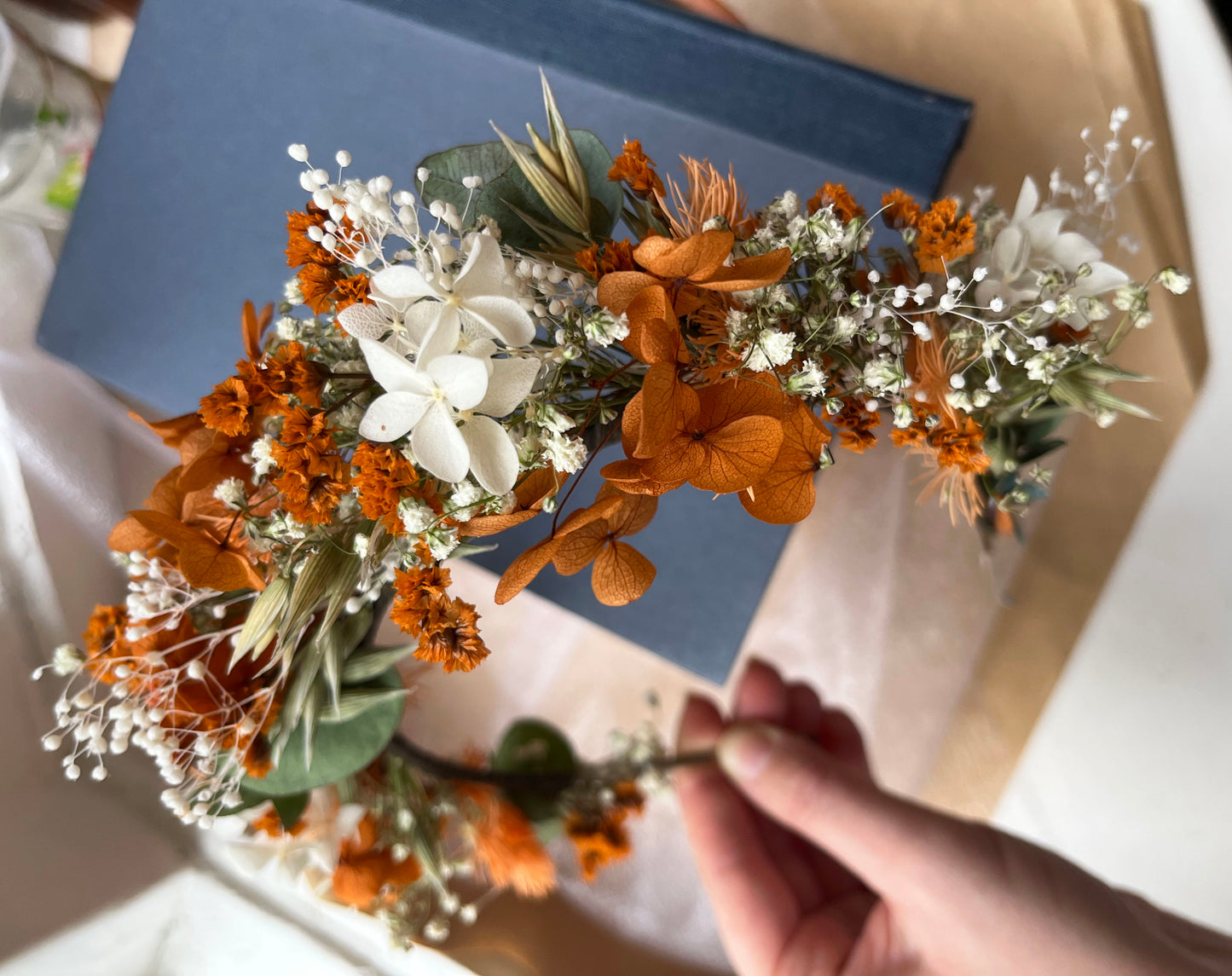 Burnt Orange Dried Flower Accessory - Alice Band