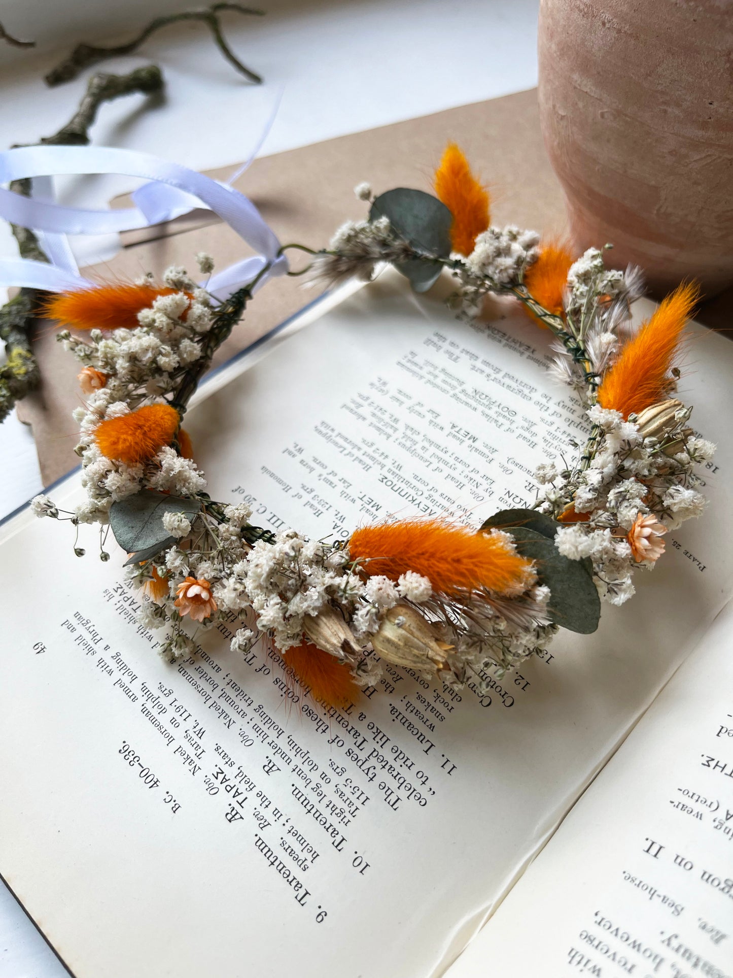 Orange Dried Flower Crown