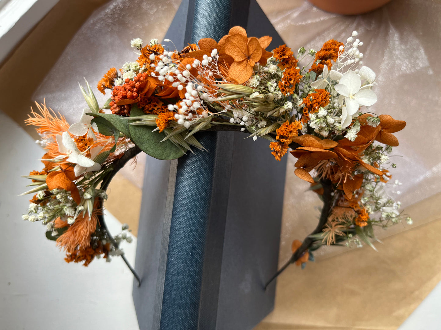 Burnt Orange Dried Flower Accessory - Alice Band