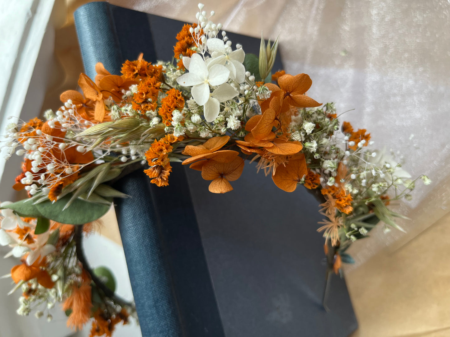 Burnt Orange Dried Flower Accessory - Alice Band