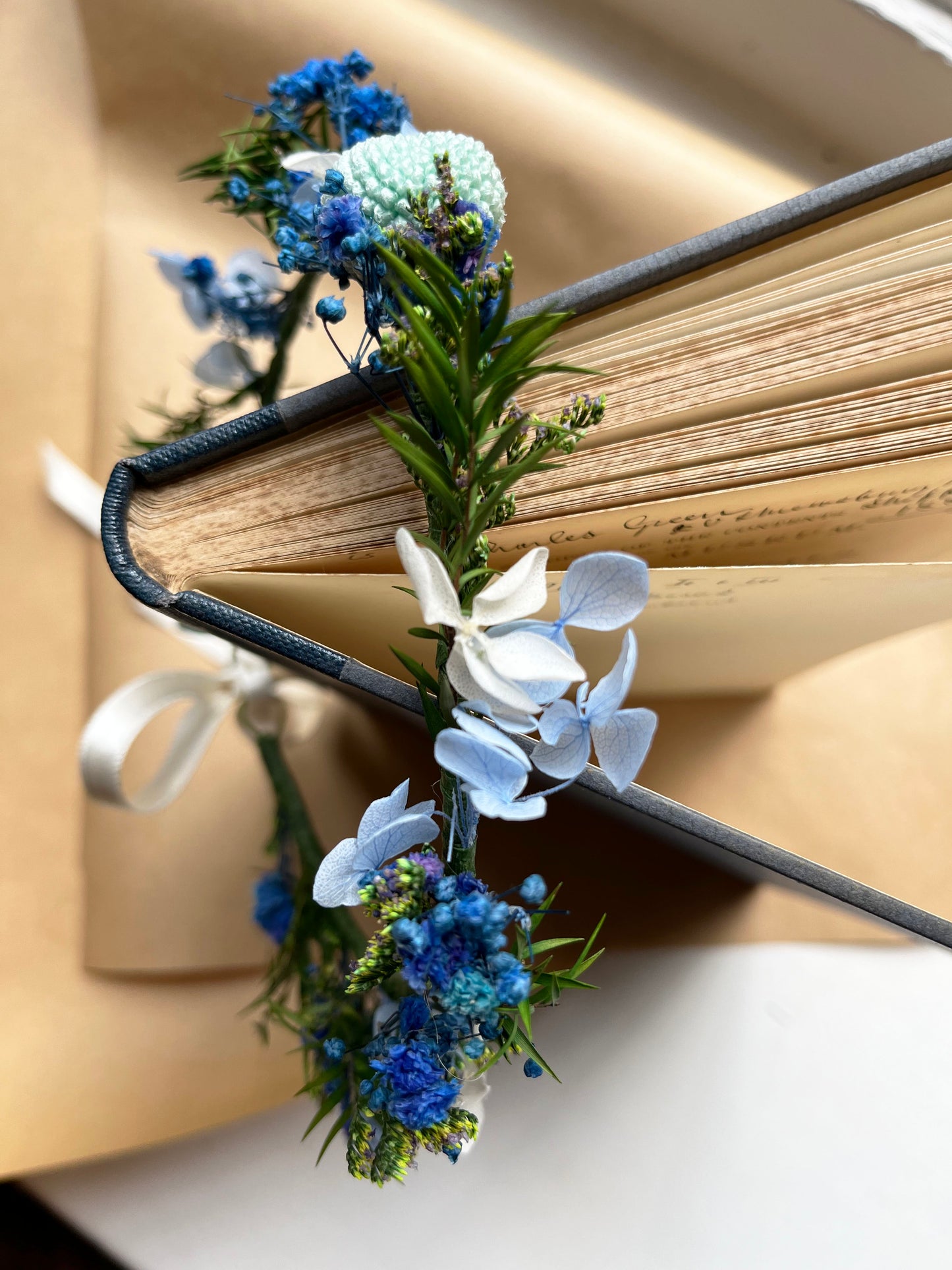 Blue Dried Flower Crown // For Bride Bridesmaid Flowergirl // Wedding Birthday Babyshower Gift