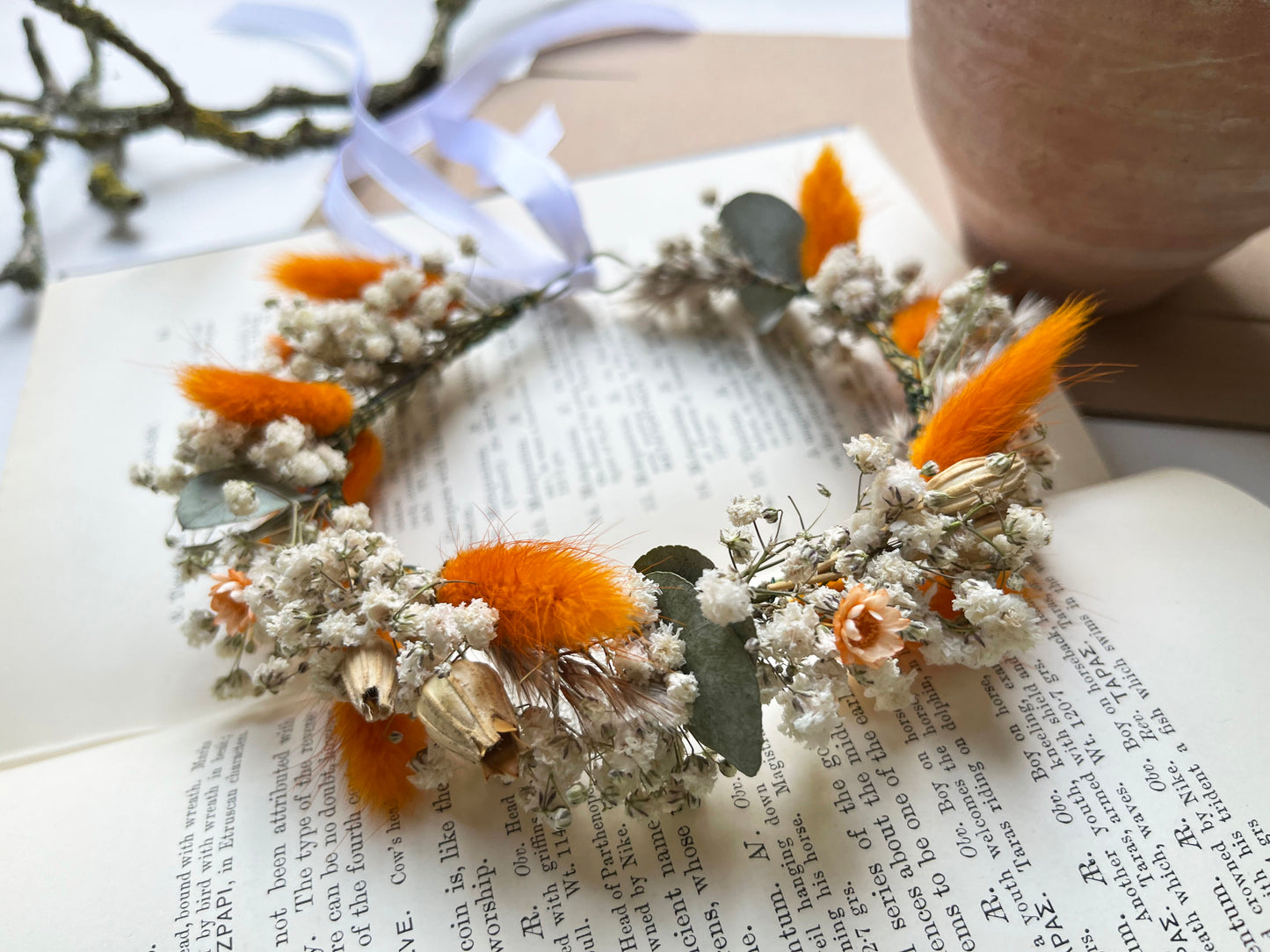 Orange Dried Flower Crown