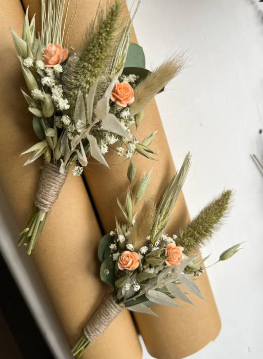 Wild Dried Flower Buttonhole For Wedding Baptism Birthday
