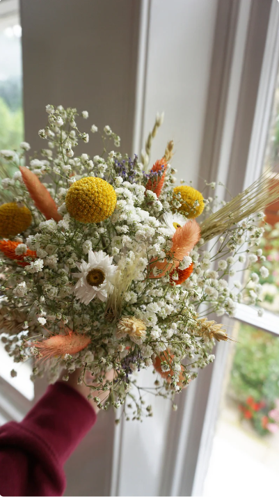 Dried Wild Flowers Bridal and Bridesmaid Bouquet Set