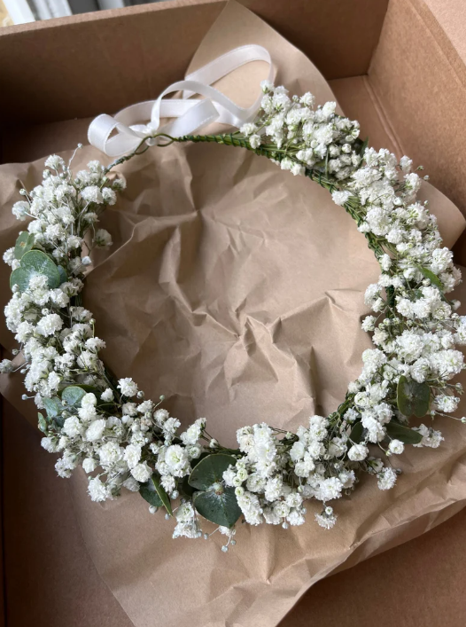 Fresh Eucalyptus Baby's Breath Crown