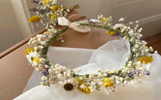 Dried Meadow Flower Crown and Buttonhole