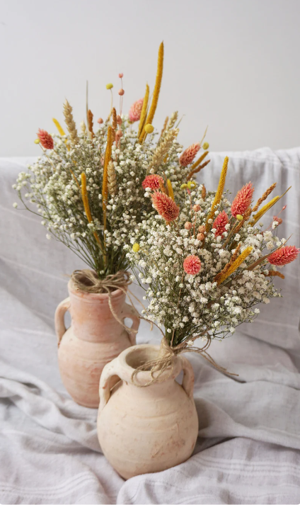 Natural Rustic Dried Flowers Bridal Bouquet Set