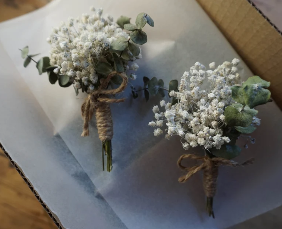 Dried Gypsophila & Eucalyptus Buttonhole