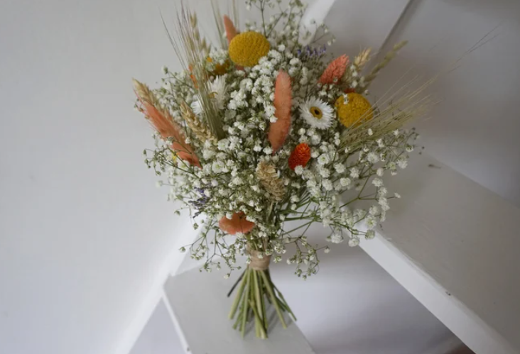 Dried Wild Flowers Bridal and Bridesmaid Bouquet Set