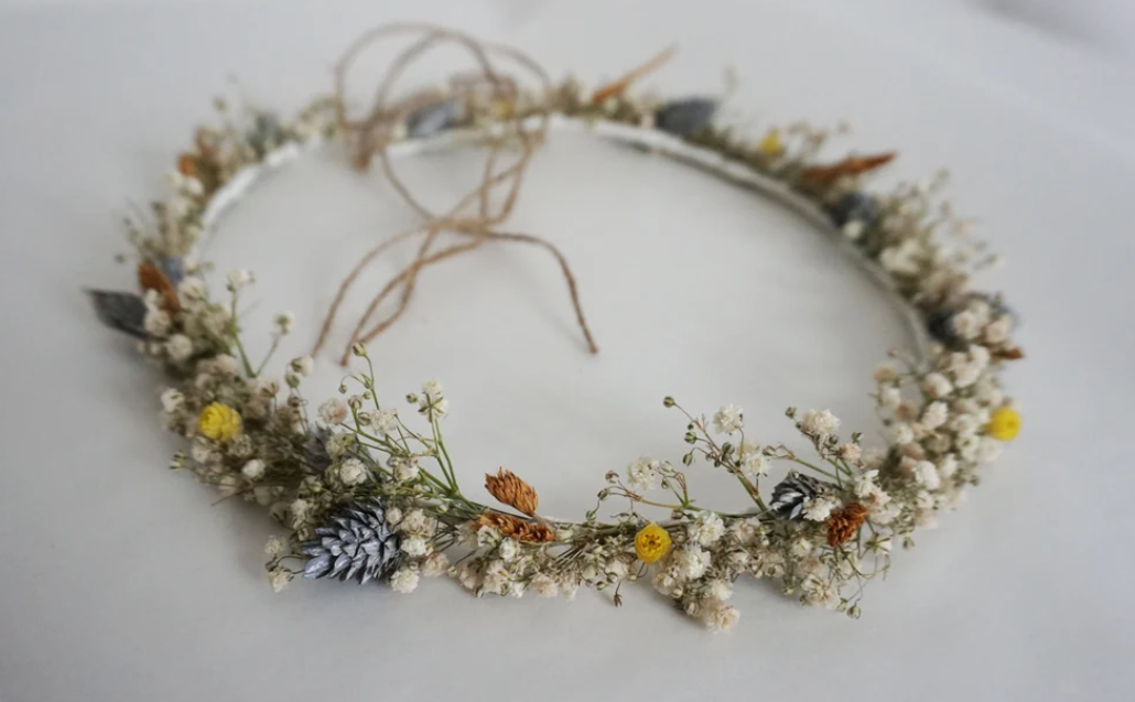 Rustic Dried Wild Flowers Crown