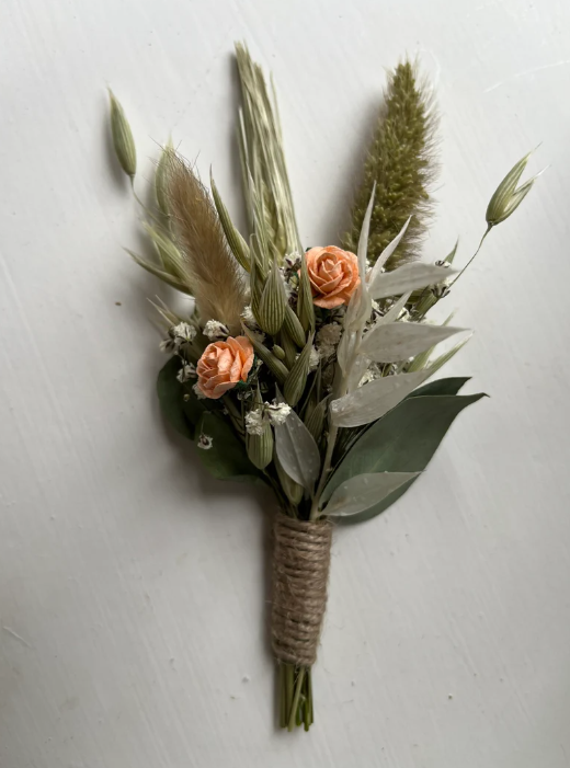 Wild Dried Flower Buttonhole For Wedding Baptism Birthday