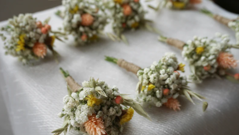 Natural Dried Flower Buttonhole for Groom