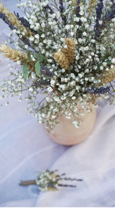 Vintage Dried Flower Bridal Bouquet Set