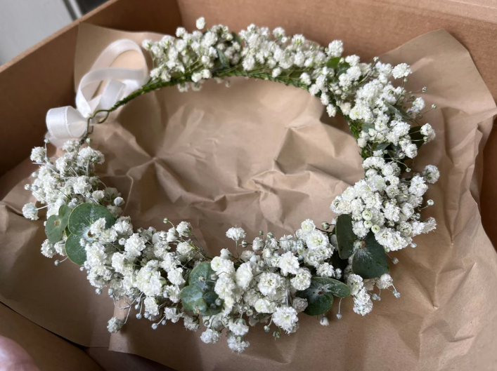 Fresh Eucalyptus Baby's Breath Crown