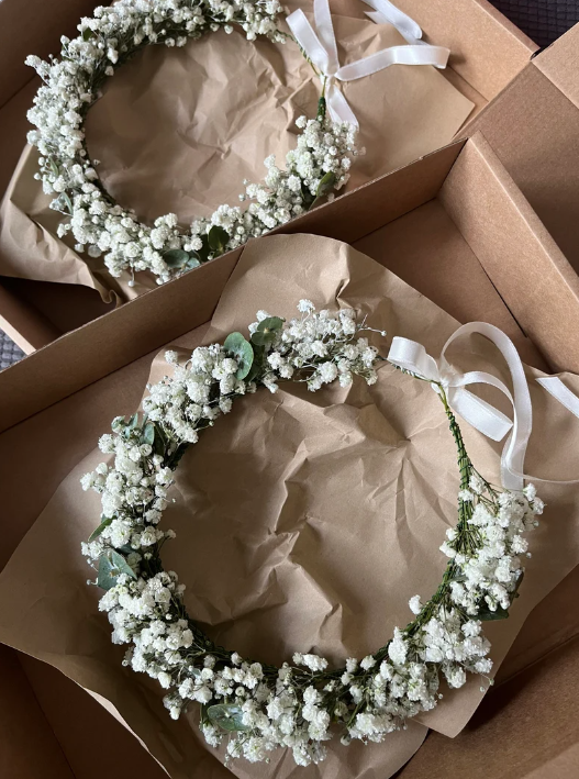 Fresh Eucalyptus Baby's Breath Crown