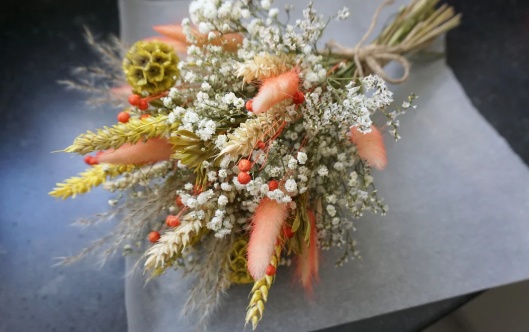 Natural Rustic Dried Flowers Bridal Bouquet Set