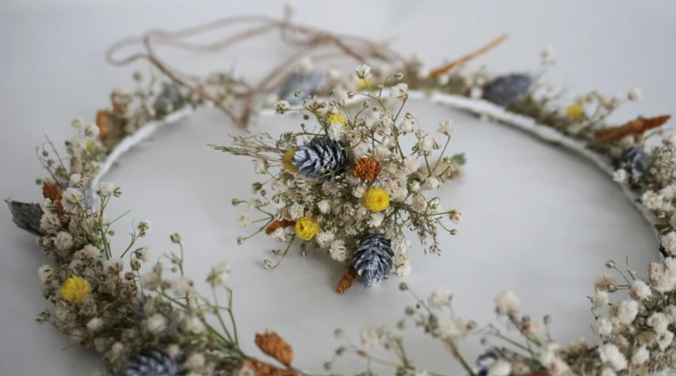 Rustic Dried Wild Flowers Crown