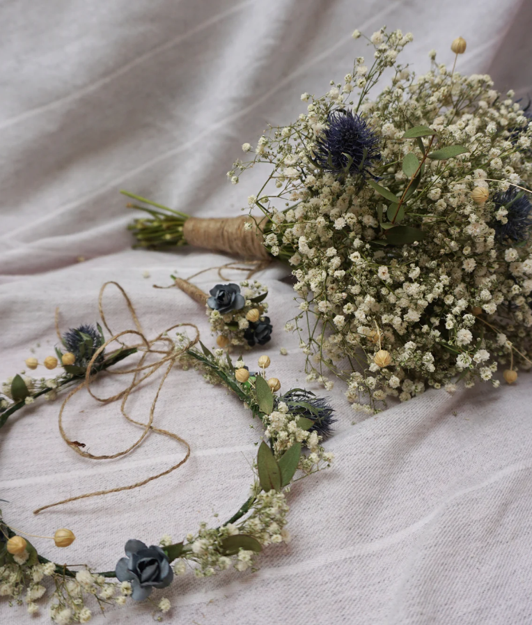 Rustic Gypsophila Eucalyptus Bridal Bouquet Set