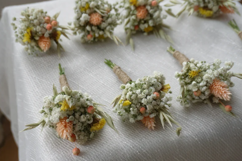 Natural Dried Flower Buttonhole for Groom