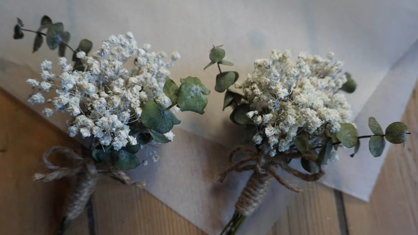 Dried Gypsophila & Eucalyptus Buttonhole