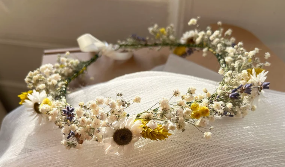 Dried Meadow Flower Crown and Buttonhole