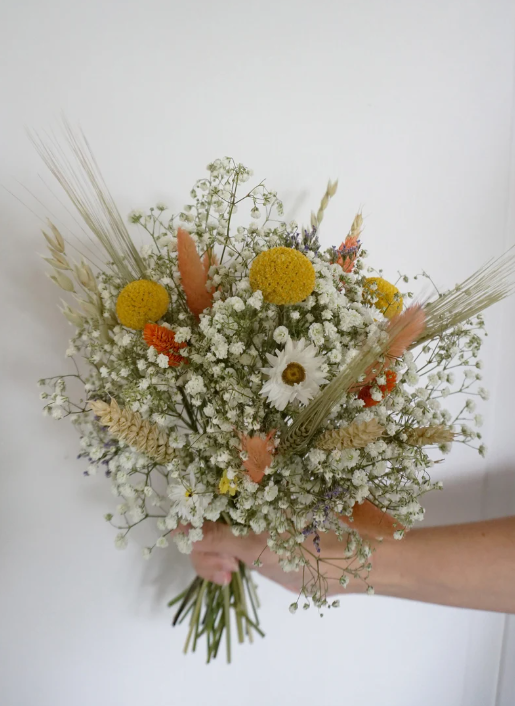 Dried Wild Flowers Bridal and Bridesmaid Bouquet Set