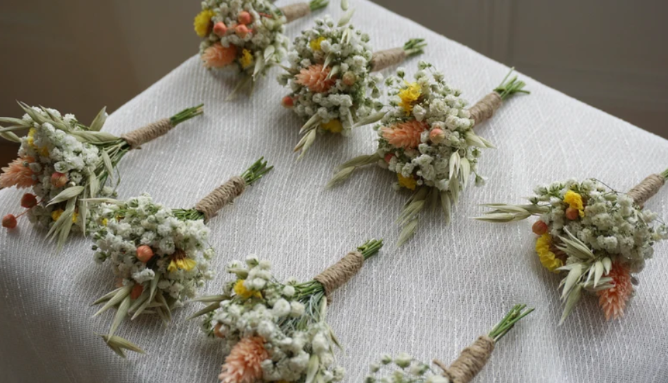 Natural Dried Flower Buttonhole for Groom