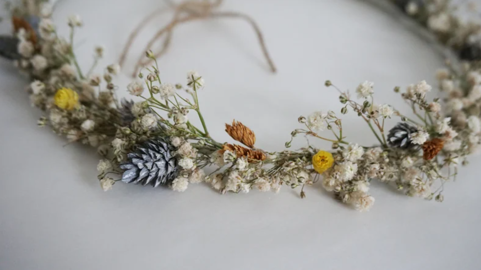 Rustic Dried Wild Flowers Crown