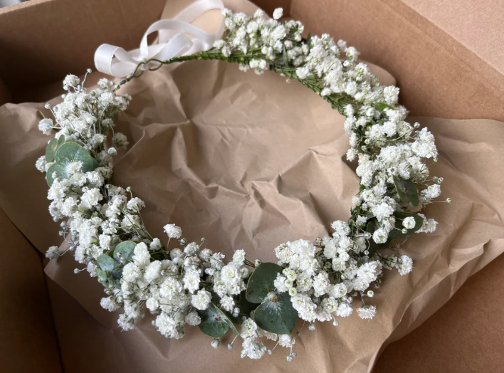 Fresh Eucalyptus Baby's Breath Crown