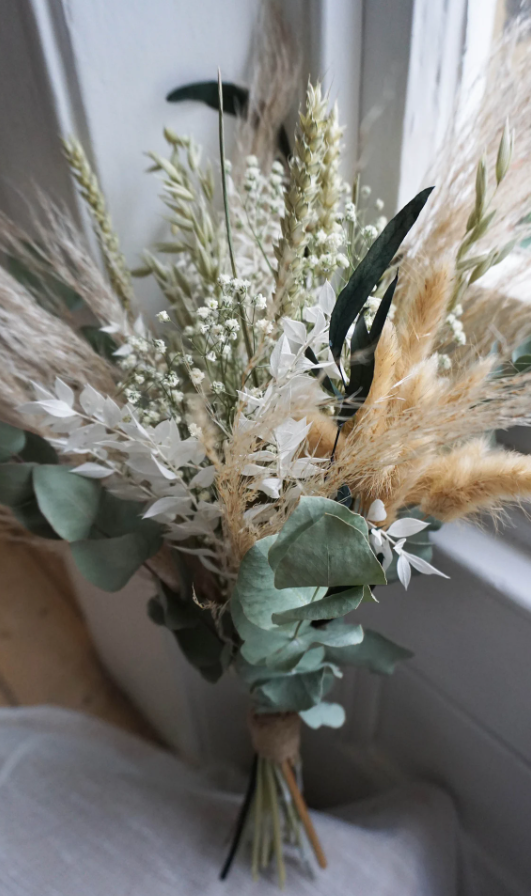 Mix of Rustic Dried Wild Flowers Bridal Bouquet Set