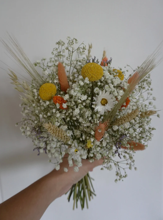 Dried Wild Flowers Bridal and Bridesmaid Bouquet Set