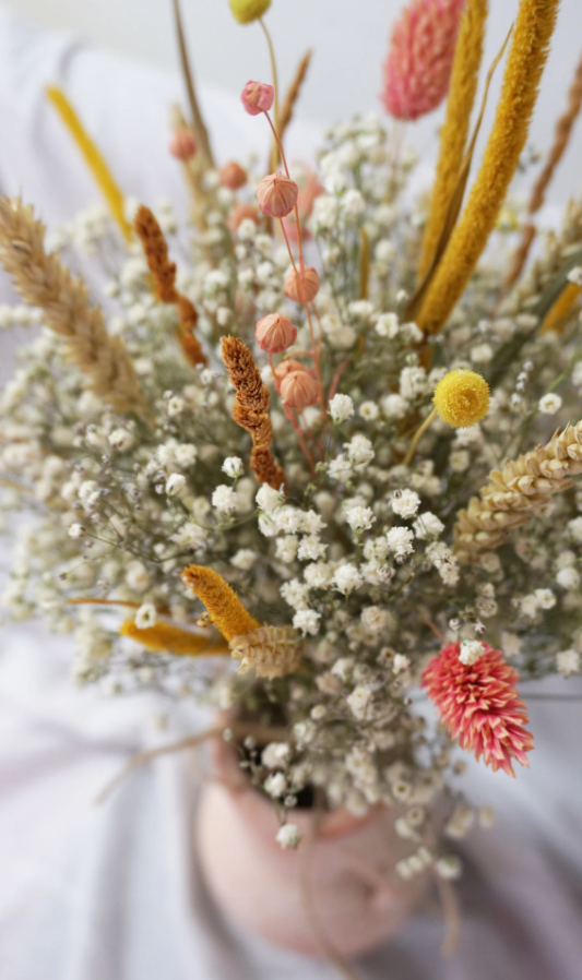 Natural Rustic Dried Flowers Bridal Bouquet Set