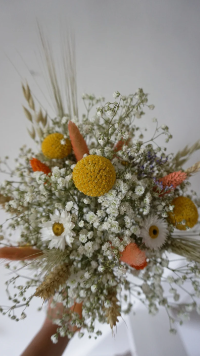 Dried Wild Flowers Bridal and Bridesmaid Bouquet Set