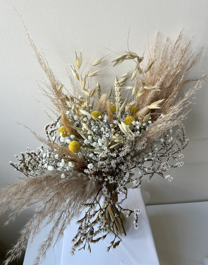 Boho Chic Dried Flower Wedding Bouquet Set