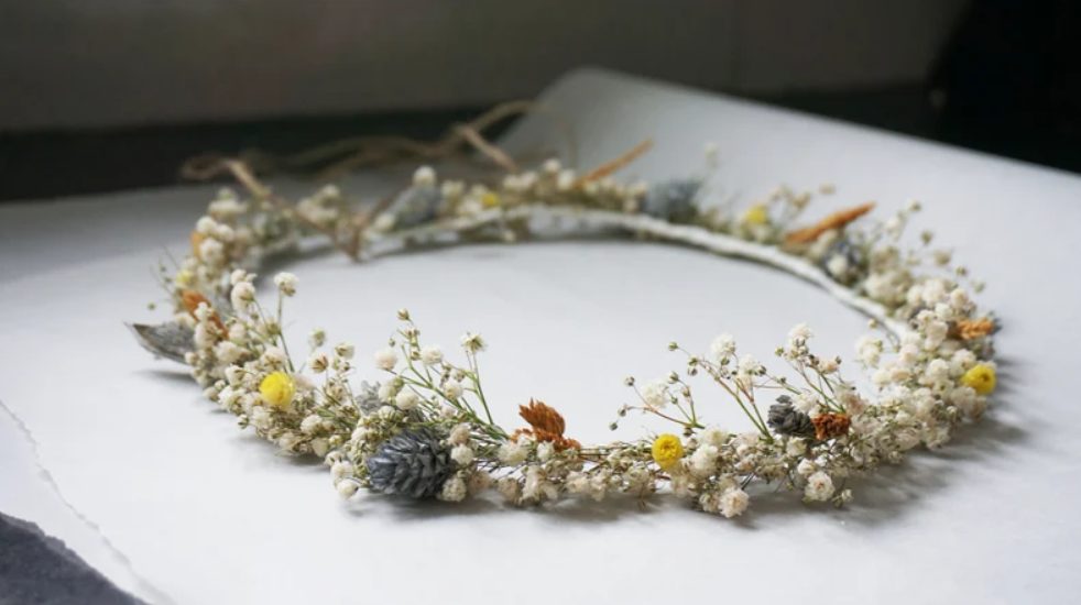 Rustic Dried Wild Flowers Crown